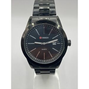 Curren 8091‎ Men's Classic Black Dial Black Bracelet Date Quartz New Battery